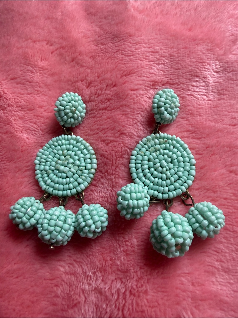 Beaded Mint Green Drop Earrings - Women Jewelry